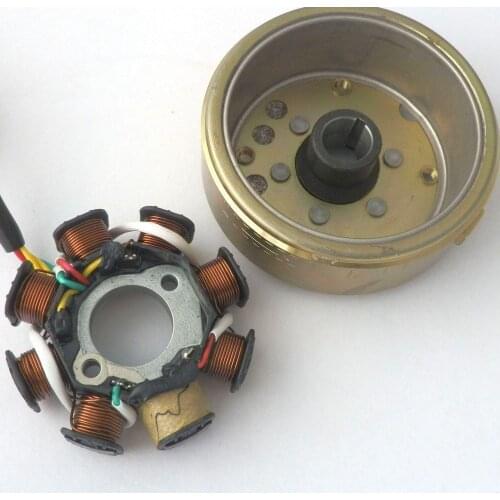 ZHUANGQIAO Magneto Stator 8 POLE With FLYWHEEL Puller For SCOOTER GY6 125CC 150CC 152QMI 157QMJ Moped ATV Part