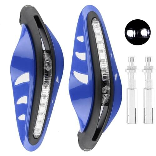 1Pair Motorcycle Handlebar Hand Guard Windshield Protector Cover with LED Daylight(Yellow)