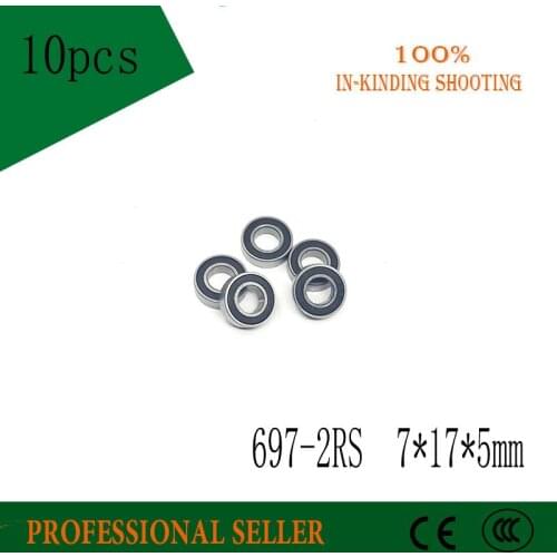 10pcs 697-2RS Bearing 697RS 697 7x17x5 ABEC-3 Shielded Miniature MINI Deep Groove Ball Bearings, Single Row