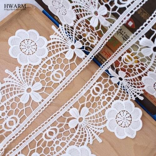 10Yard White African Lace Fabric Ribbon Wedding Decoration Trim New Unilateral Milk Silk Water-Soluble Embroidery Skirt Clothing
