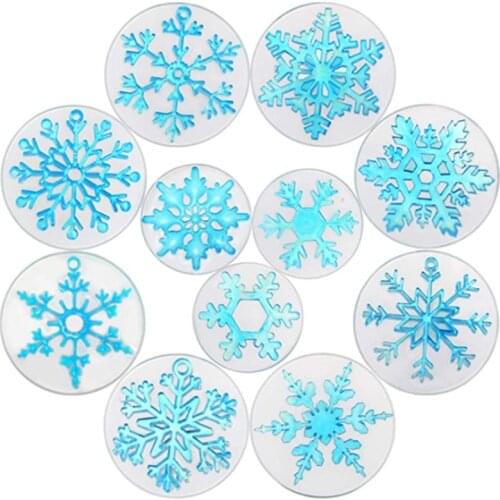 11Pcs Snowflake Resin Molds Snowflake Pendant Silicone Casting Molds Epoxy Resin Christmas Props Decorations DIY Crafts
