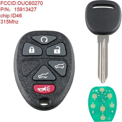 315Mhz 6 Button Keyless Entry Remote Key Smart Fob Fit for 2007-2015 GMC Acadia