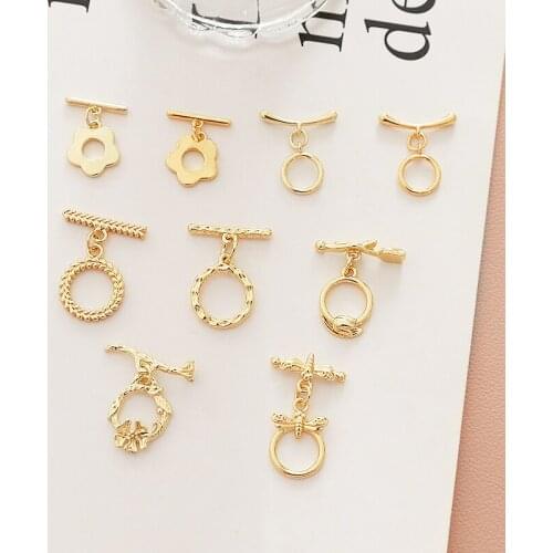 4pcs Copper plating accessories OT buckle material bag bracelet necklace end buckle diy accessory connecting buckle