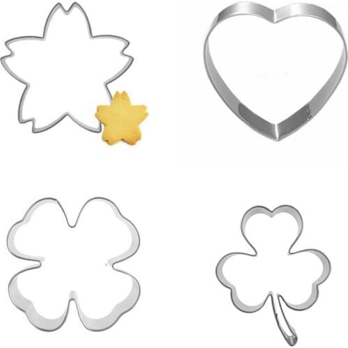 4pcs Cookie Press Icing Set Baking & Pastry Tools Dessert Decoration Biscuit Cutter Stainless Steel Kitchen Set Baking Fondant