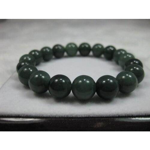 Free Shipping 100% NATURE GRADE "A " OIL GREEN 10MM BEADS JADE JADEITE BRACELET Strands