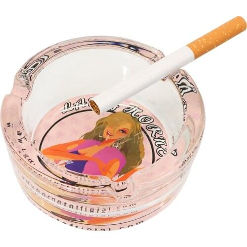 LadyHornet Heavy Crystal Glass Ashtray Suit for Cigarettes Cigars Premium Glass Cigarette Ash Tray Suit Women Men Smoker Outdoor