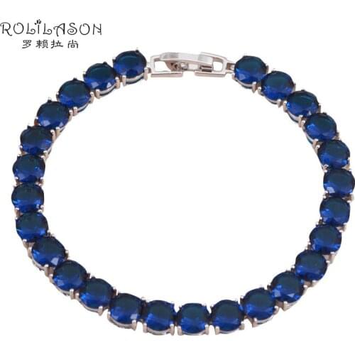 Friendship Bracelets for women Round Zircon Design Deep Blue Crystal High quality Silver filled Health Fashion jewelry TB798