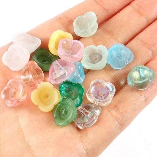 20pcs/lot Plum Flower Shape Multiple Colors 12x12mm Lampwork Beads Glass Beads for DIY Bracelet Jewelry Making Accessories