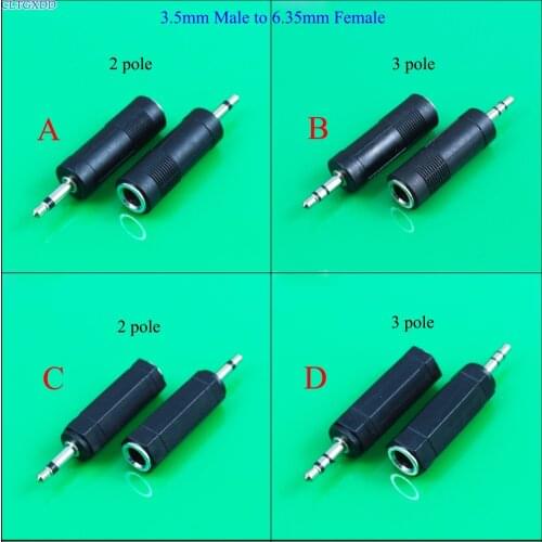 Cltgxdd 1Pcs 3.5mm 2 Poles Mono Male to 6.35mm Female Connector 3.5 Plug to 6.35 Jack Socket Wire Connector Audio Adapter