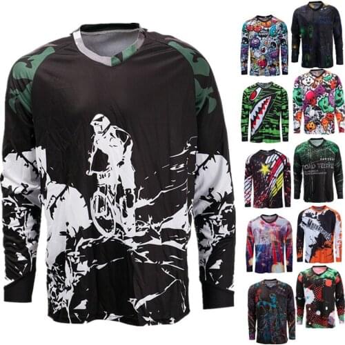 Mens Downhill mtb Jersey Road Motocross Bike Shirt Offraod DH Motocross Sportwear Clothing Long Sleeve Mountain Cycling Jersey