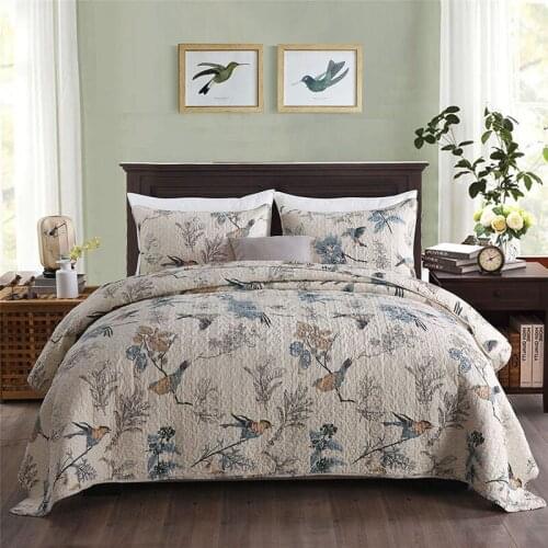 CHAUSUB BedSpreads for Bed Cotton Quilt Set 3PCS Print Quilted Bed Cover Shams King Queen Size Coverlet Summer Blanket for Bed