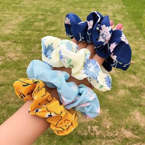 2021 Japanese And Korean Version Of The New Large Intestine Ring Jewelry Girl Floral Hair Ring Elastic Band Elastic Headdress