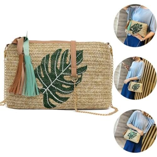 New Women Bag Lovely Floral Straw Plait Square Bag Fashion Travel Beach Shoulder Bags Princess Street Crossbody Bag Handbag
