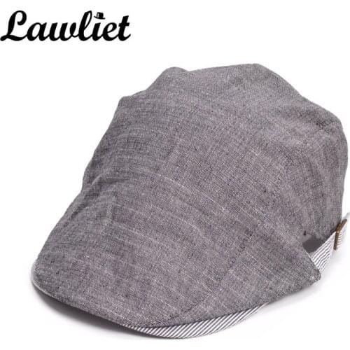 Lawliet Unisex Beret Hats Mens Womens Slub Linen Cotton Hats All Season Duckbill Ivy Driver Hats T262