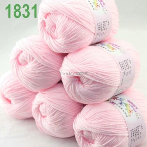 Lot of 6 balls x 50g Cashmere Silk velvet Hand knitting Yarn Baby pink 1831