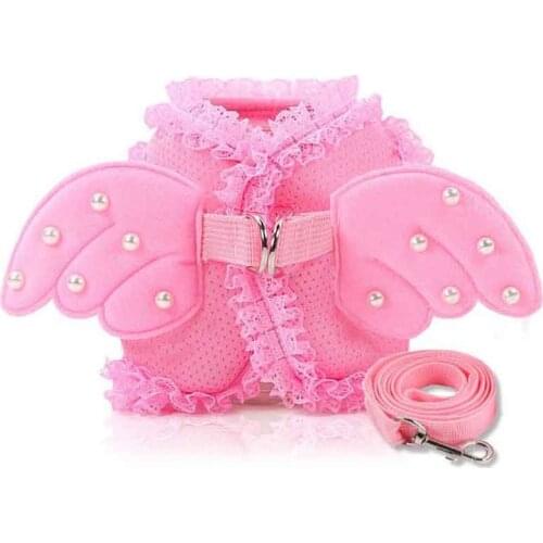 Cute Pink Pet Dog Harness Collar Leash Adjustable Padded Extra Rope Large Medium Small Dog Accessories vest Husky Dogs Supplies