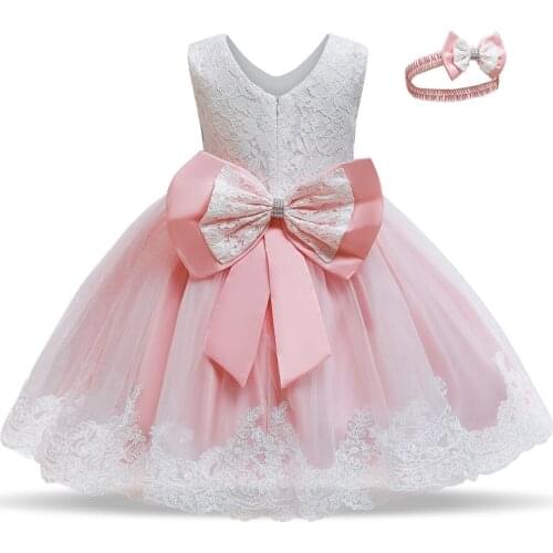 Cute Baby Girls Dress Sleeveless Princess Dress Infant Baptism Dress Toddler Girl Birthday Party Dresses Little Girl Ball Gowns