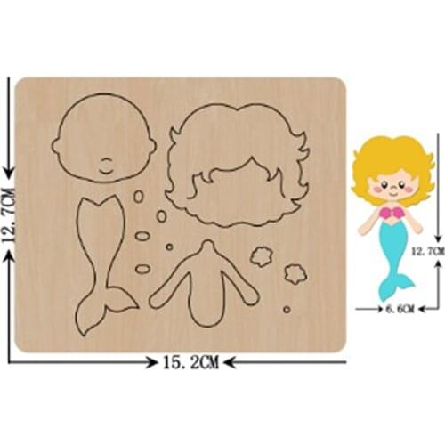 Cute Mermaid Keychain Schoolbag Pendant Handwork Wooden Mold Wood Dies Leather Cloth Paper Craft Christmas Tree Pendant 2021 New