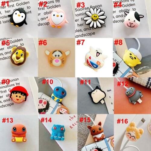 10pcs Cute Bite Anime Design Cable-Winder Organizer Silicone USB Charging Data Cable Line Protector Cord Cover Decorate