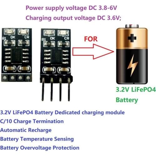 3.2V 3.6V 1A LiFePO4 Battery Dedicated Charger Module CV/CC Overvoltage Protection Automatic Recharge Low-Power Sleep Mode