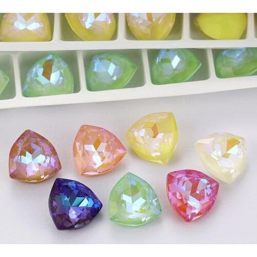 XIAOPU 12mm Trilliant Mocha Fluorescent K9 Glass Loose Rhinestones Pointback Strass Crystal Glue on Clothes Crafts DIY Jewelry
