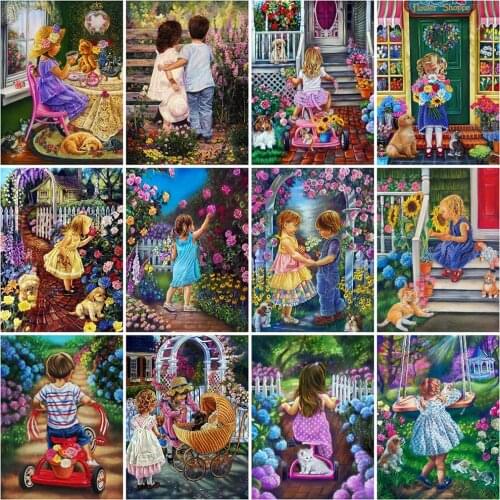 MomoArt 5D DIY Diamond Painting Child Cross Stitch Mosaic Diamond Embroidery Portrait Diamond Mosaic Garden Wall Art Decorations