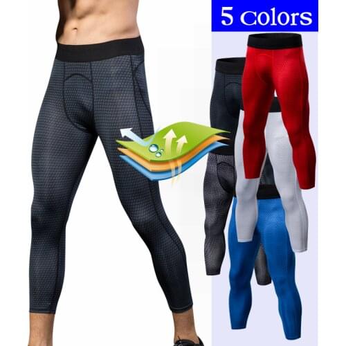 Men Fitness Running Tights High Elastic Compression Sports Leggings Sports Breathable Quick Dry Gym Length Casual Yoga Pants