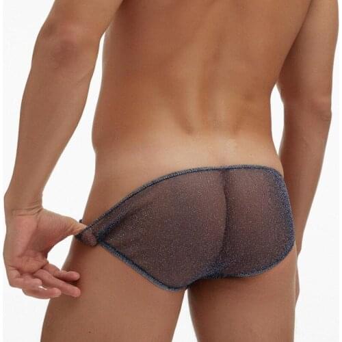 Sexy Mens Briefs Shorts Net Yarn Thong Underwear Ultra-thin Solid Male Panties Gay Lingerie Sissy Man Type T Boxer Clothing new