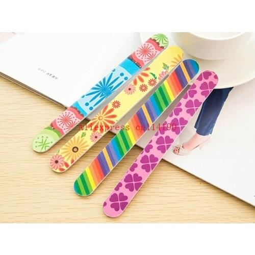 Brand new 500 pcs/lot Sanding Nail File Printed Double Sided Nail Art Manicure Sanding File Buffer Grits 100/180 Nail Tools