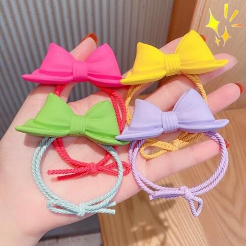 New Cute Colorful Bow Elastic Hair Bands For Girls Kids Sweet Hair Tie Rubber Bands Headband Hair Rope Fashion Hair Accessories