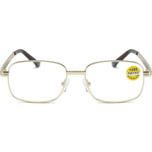 +1+1.5+2+2.5+3+3.5+4 Retro Square Alloy Reading Eyewear Frame Unisex Diopter Lens Male Presbyopic Eyeglasses