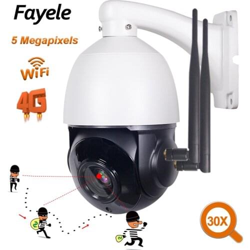 4G WiFi 5MP Auto Tracking PTZ Camera 30X Zoom Wireless Home CCTV ONVIF POE MINI IP Camera Set IR 80M Two Way Audio SD Slot CAMHI
