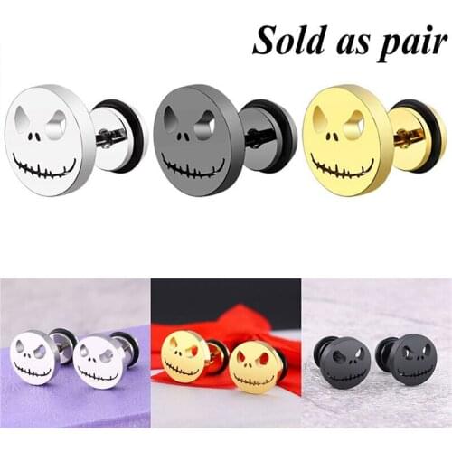 2pcs Pumpkin Ear Stud Earrings Stainless Steel Halloween Studs for Women Men Punk Silver Color Ear Piercing Earings Jewelry Gift