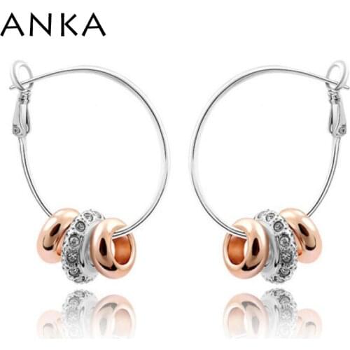 ANKA Rushed Brincos Brinco Pendientes Free Shipping Wholesale Price Austria Crystal Earrings Strung Happiness Hoop Circle #78615