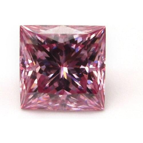 Good Quality 5.5x5.5mm and 7x7mm Square Shape Wholesale Princess Cut Pink Color Moissanite Diamond Price Per Carat