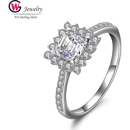 Sterling Silver Engagement Ring CZ Stone For Women Finger Jewelry Wedding Chirstmas Gift