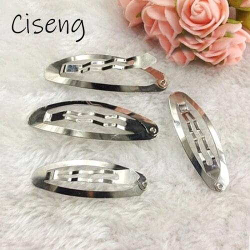 Ciseng 20pcs/lot Oval BB Snap Barrettes Hairwear Hairgrips Hair Clip Silver Color For DIY Jewelry Making Material