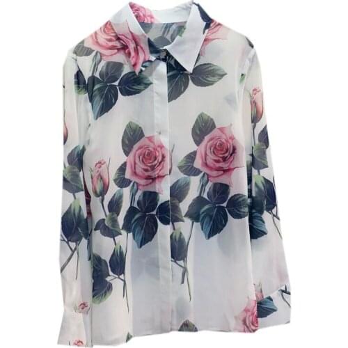 Fashion Vintage Floral Printed Women Blouses 2021 Spring Summer Chiffon Blouse Long Sleeve Tops Shirts Blusas Mujer