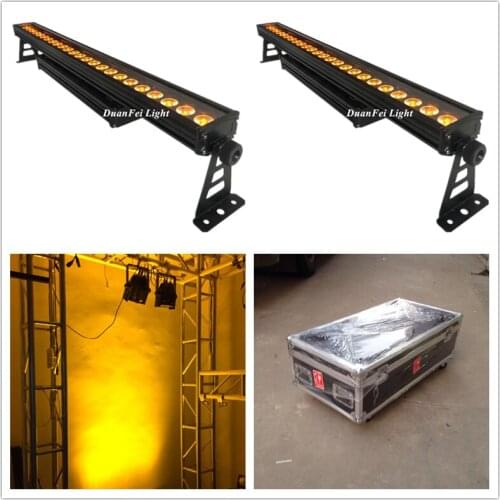 12pcs 24x15w RGBWA 5in1 Led bar Wall Wash Light DMX Wash wall Led Outdoor Flood Light DJ Party Show Stage Light with flycase