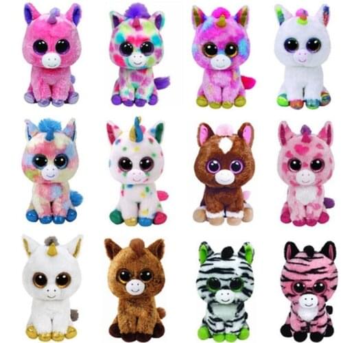 15cm Ty Big Glitter Eyes Multi-colored Unicorns Plush Stuffed Animal Collectible Doll Unicorn Series Toy Christmas Birthday Gift