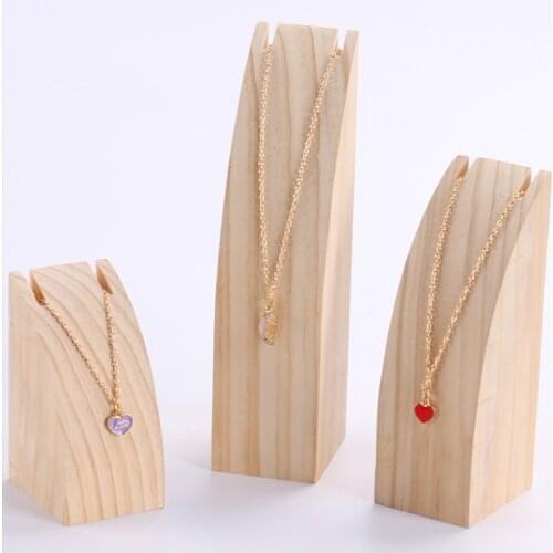 3 Slots High-grade Log Jewelry Necklace Display Stand Jewelry Stand Hanging Jewelry Display Stand Showing Rack Wooden Shelf
