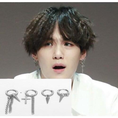4pcs/set V Earrings DNA Korean Earrings Long Men Bangtan Boys V DNA Spike Stud Earring For Women Men Album Accessories