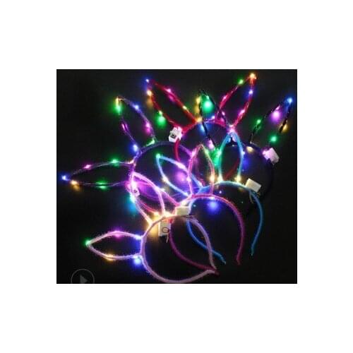 60pcs/lot DIY Simple Multi Flash Plush Headbands Bunny Ears Glittering Hair Band Styling Tools Accessories HA678