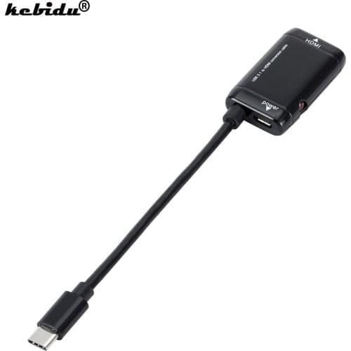 Kebidu 4K USB C to HDMI-compatible Adapter 1080P Type C USB 3.1 Male to Female Cable Adapter Converter for Android Phone Micro
