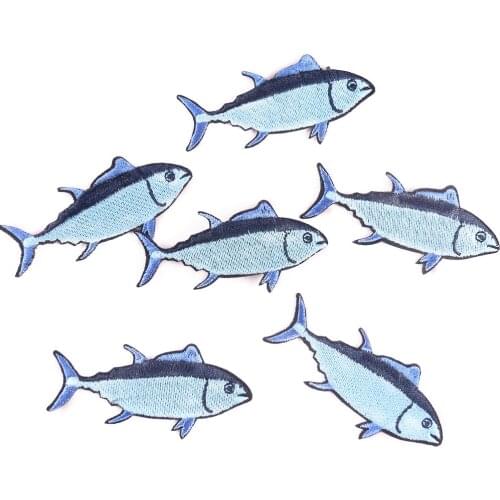 10PCS Wholesale Animals Fish Embroidery Applique for Clothing Iron on DIY Patches Clothes Stickers Sew Badges Patchwork