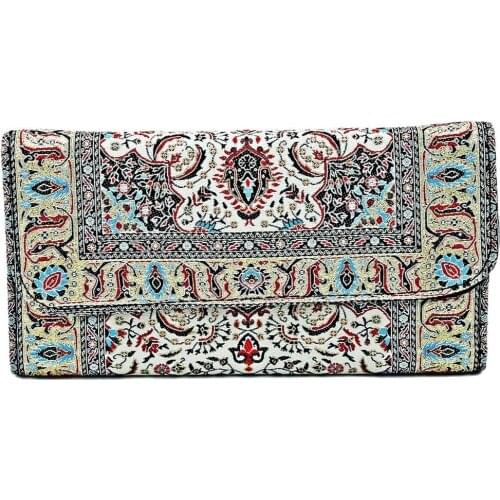 Authentic Anatolian Traditional Turkish Motifs and Figures Clamshell Wallet Handbag With Cover Coin Wallet From Premium Fabric