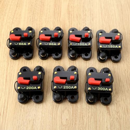 60A 80A 100A 150A 200A 250A 300A Auto Audio Inline Circuit Breaker Fuse Inverter Car Video Overload Protector 12V/24V DC Voltage