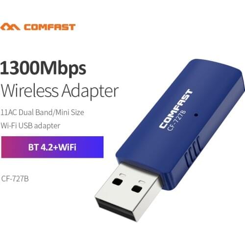 Comfast 1300Mbps Wireless WiFi Adapter Bluetooth 4.2 USB Adapter 802.11ac/b/g/n 2.4G&5.8G Network Card WiFi Receiver/Transmitter