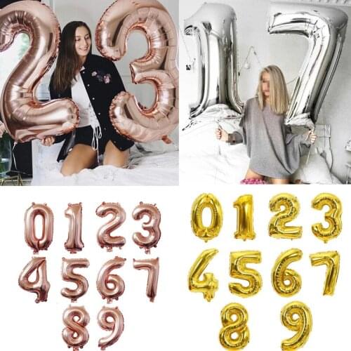 Big Size Gold Sliver Rose Gold Number Balloon Birthday Wedding Party Decorations Foil Balloons Kid Boy toy Baby Shower
