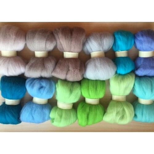 WFPFBEC Queensland sheep wool felt fiber DIY home handmade wool felt poke fun 10g/12pcs/lot 120g+gift free shipping
